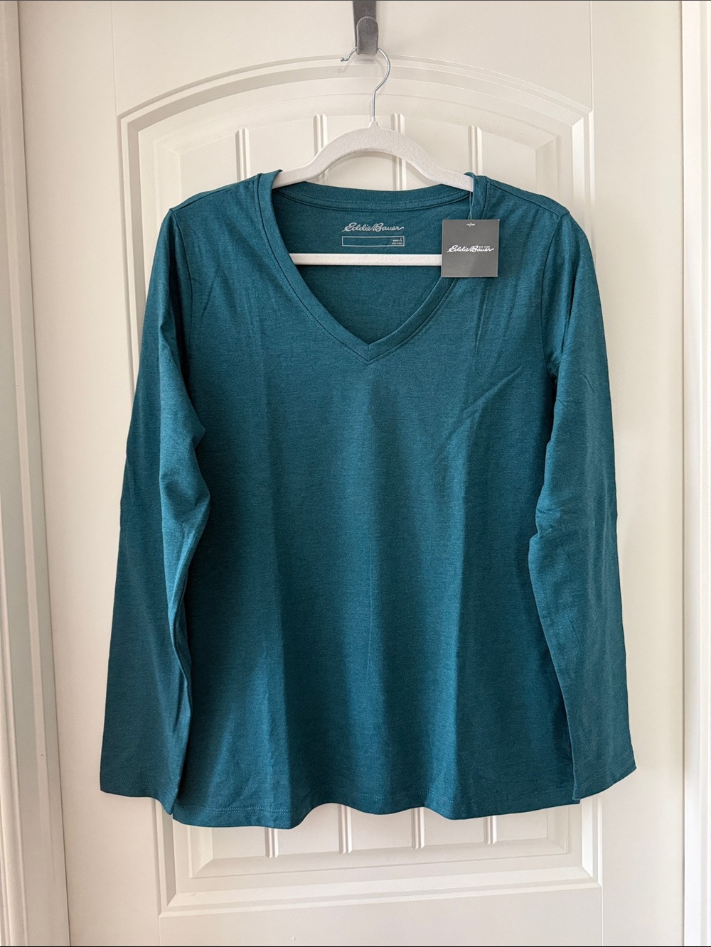 Eddie Bauer Teal V-Neck Long Sleeve Top